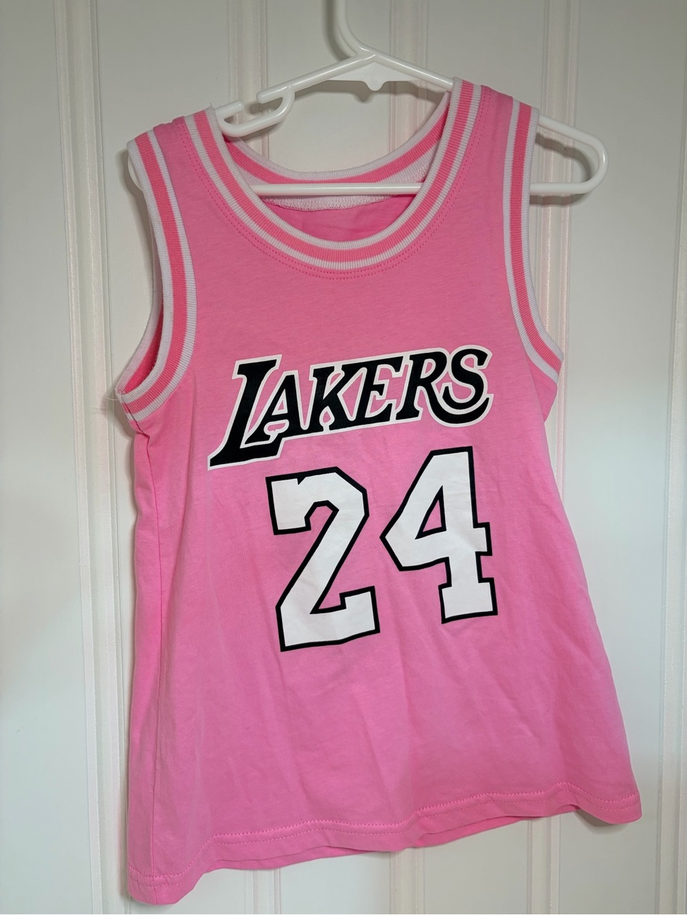 Lakers Kids Pink Sleeveless Tank Top with Number 24